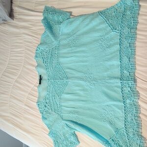 Aqua blue crochet top. Size 22/24